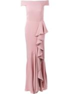 Alexander Mcqueen Ruffled Off The Shoulder Evening Dress