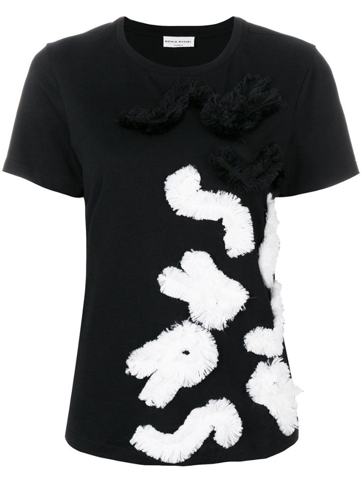 Sonia Rykiel Fringed Appliquéd T-shirt - Black
