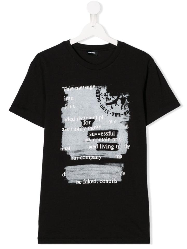 Diesel Kids Teen Graphic Print T-shirt - Black