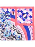 Emilio Pucci Coral And Sapphire Merida Print Scarf - Blue