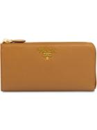 Prada Large Saffiano Leather Wallet - Brown
