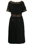 Gucci Tweed Dress With Decorative Trim - Black