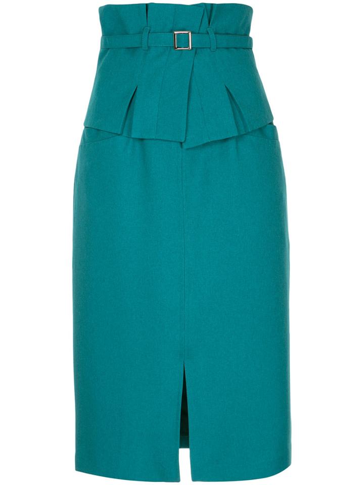 Loveless Belted Fitted Pencil Skirt - Green