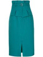 Loveless Belted Fitted Pencil Skirt - Green