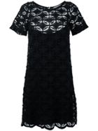 D.exterior Floral Embroidered Shift Dress - Blue