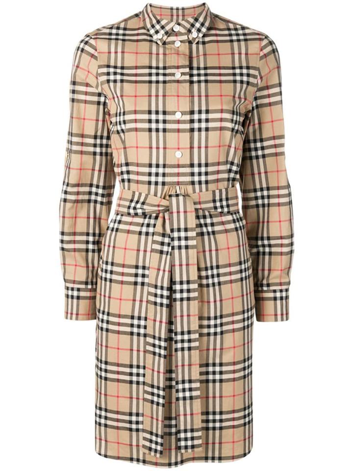 Burberry Vintage Check Cotton Tie-waist Shirt Dress - Neutrals