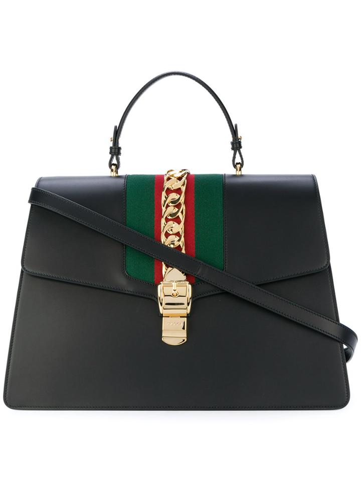 Gucci Sylvie Web Tote - Black