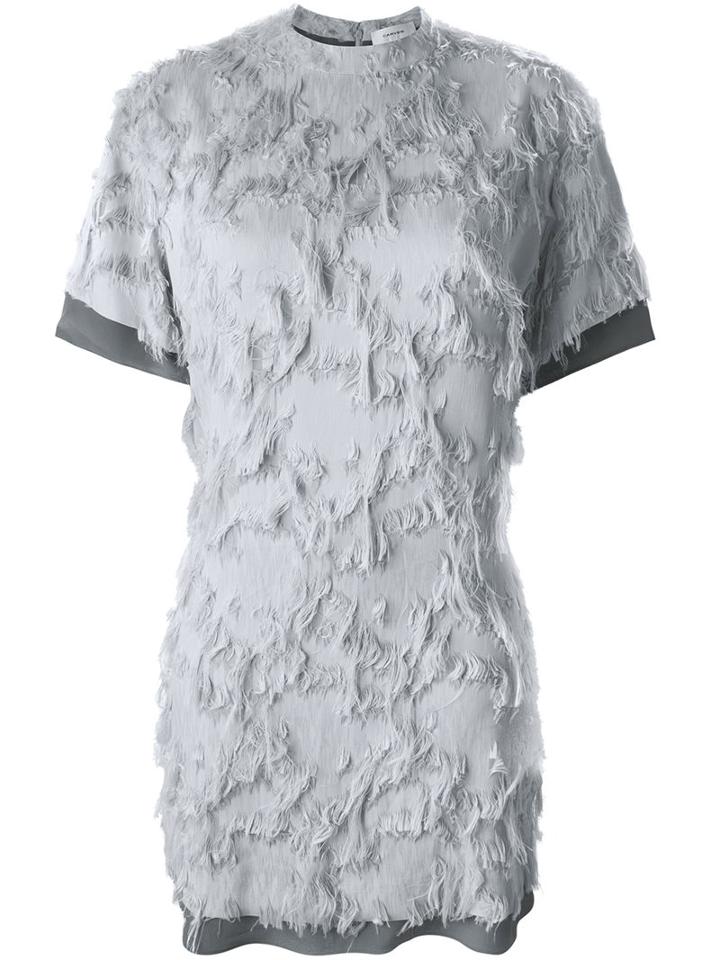 Carven Textured Short Dress, Women's, Size: 36, Grey, Silk/acetate/viscose