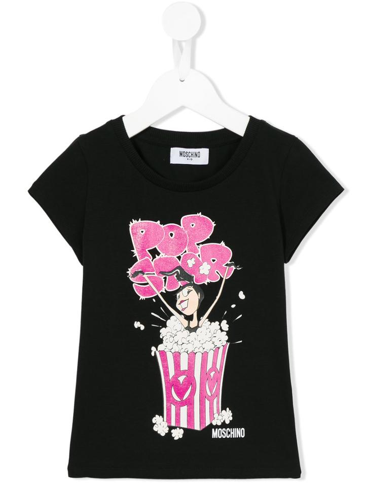 Moschino Kids Popcorn Print T-shirt, Size: 10 Yrs, Black