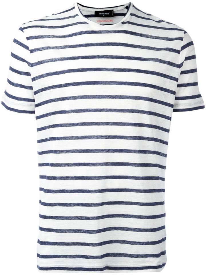 Dsquared2 Marine Stripe T-shirt, Men's, Size: Large, Blue, Linen/flax
