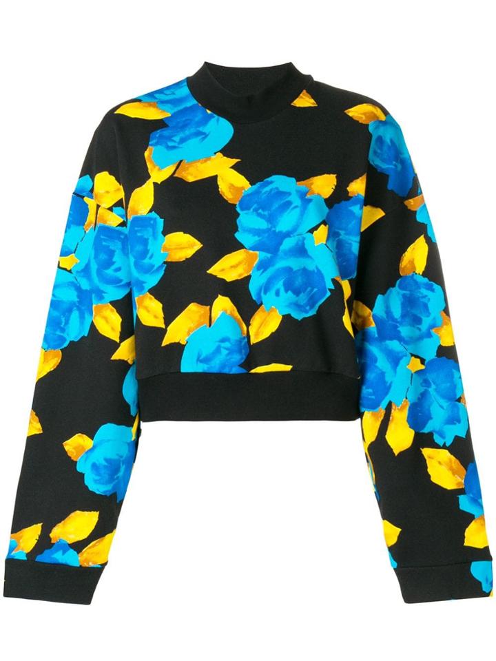 Msgm Cropped Jersey Sweater - Black