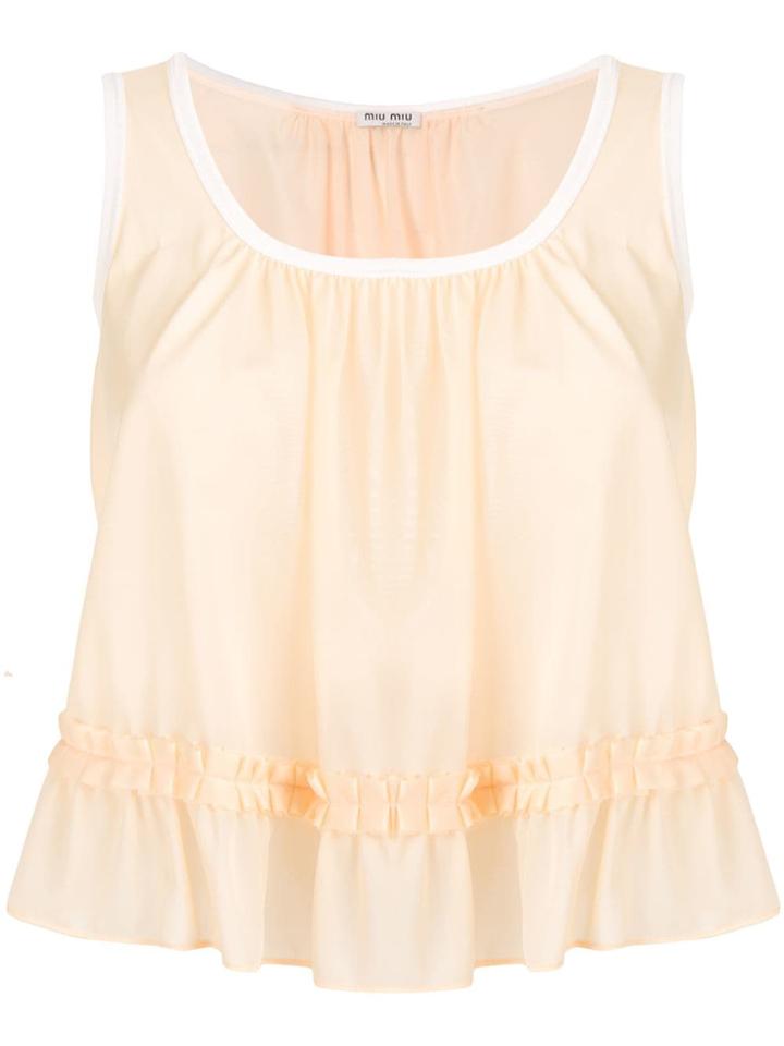 Miu Miu Ruffle Trimmed Cami Top - Neutrals