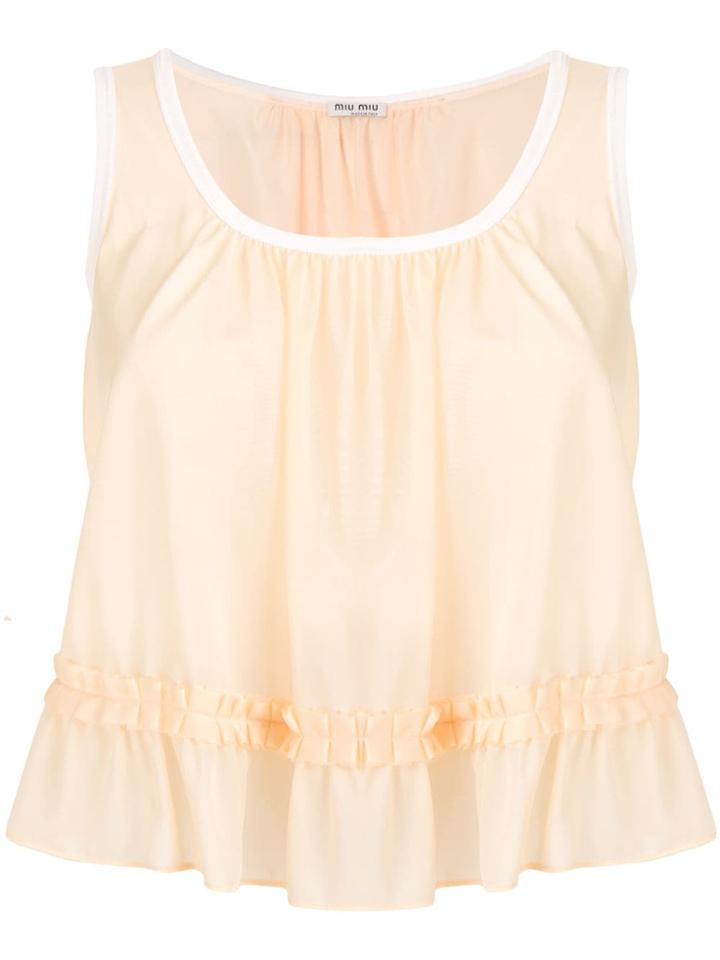 Miu Miu Ruffle Trimmed Cami Top - Neutrals