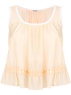 Miu Miu Ruffle Trimmed Cami Top - Neutrals