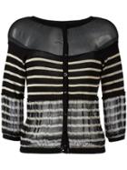 Jean Paul Gaultier Vintage Sheer Panel Striped Cardigan - Black