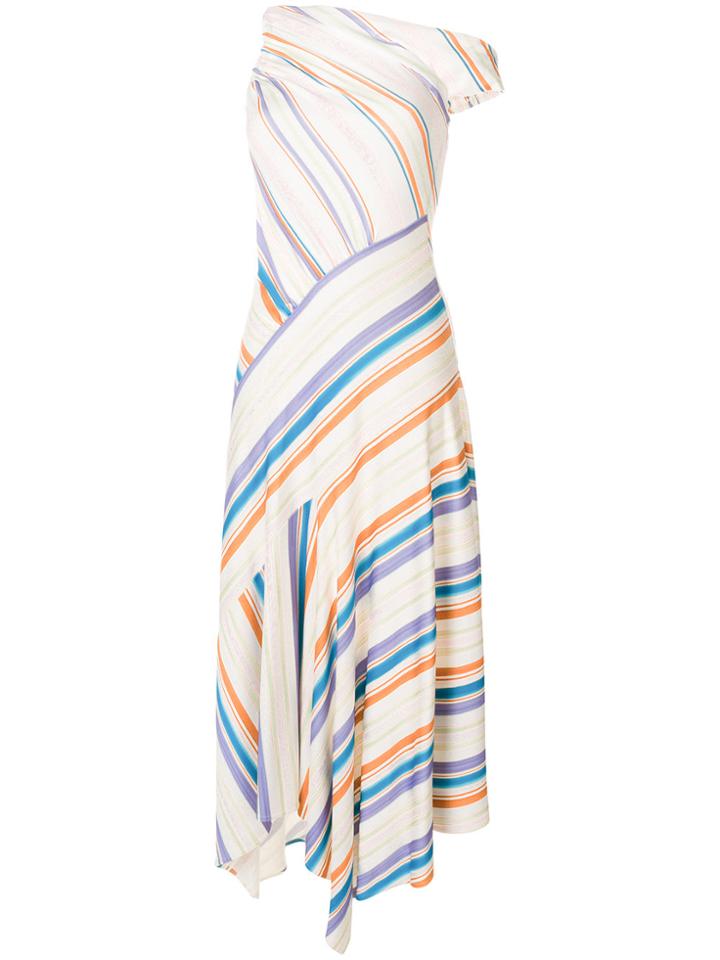 Peter Pilotto Striped Asymmetric Dress - White
