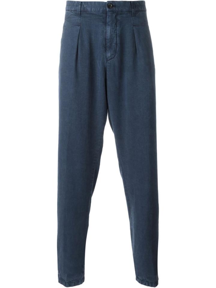 Armani Collezioni Tapered Trousers, Men's, Size: 52, Blue, Lyocell