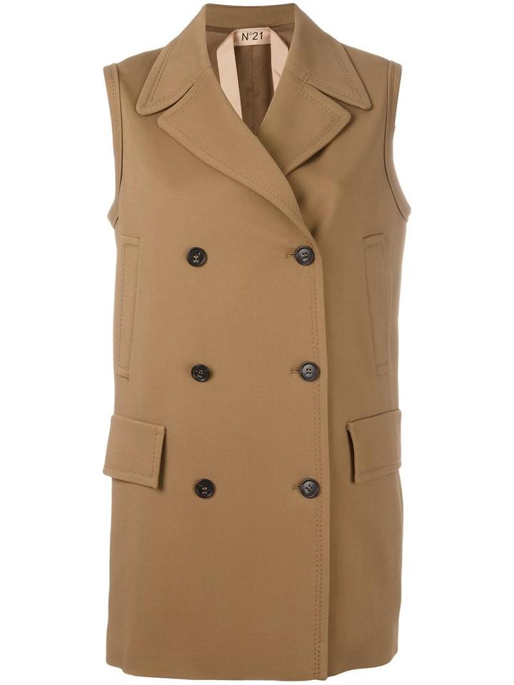 No21 Sleeveless Coat, Women's, Size: 40, Brown, Cupro/viscose/spandex/elastane
