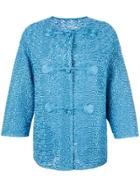 Ermanno Scervino Collarless Textured Jacket - Blue