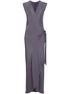 Peter Cohen Long Wrap Dress, Women's, Size: L, Grey, Silk
