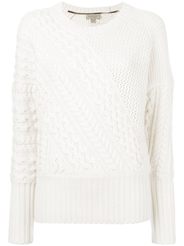 Burberry Cable Knit Jumper - White