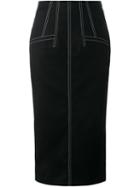 Rejina Pyo Stitch Detail Pencil Skirt, Women's, Size: 8, Black, Cotton/polyester/polyurethane
