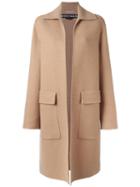 Rochas Flap Pocket Coat, Women's, Size: 42, Nude/neutrals, Cotton/polyamide/wool