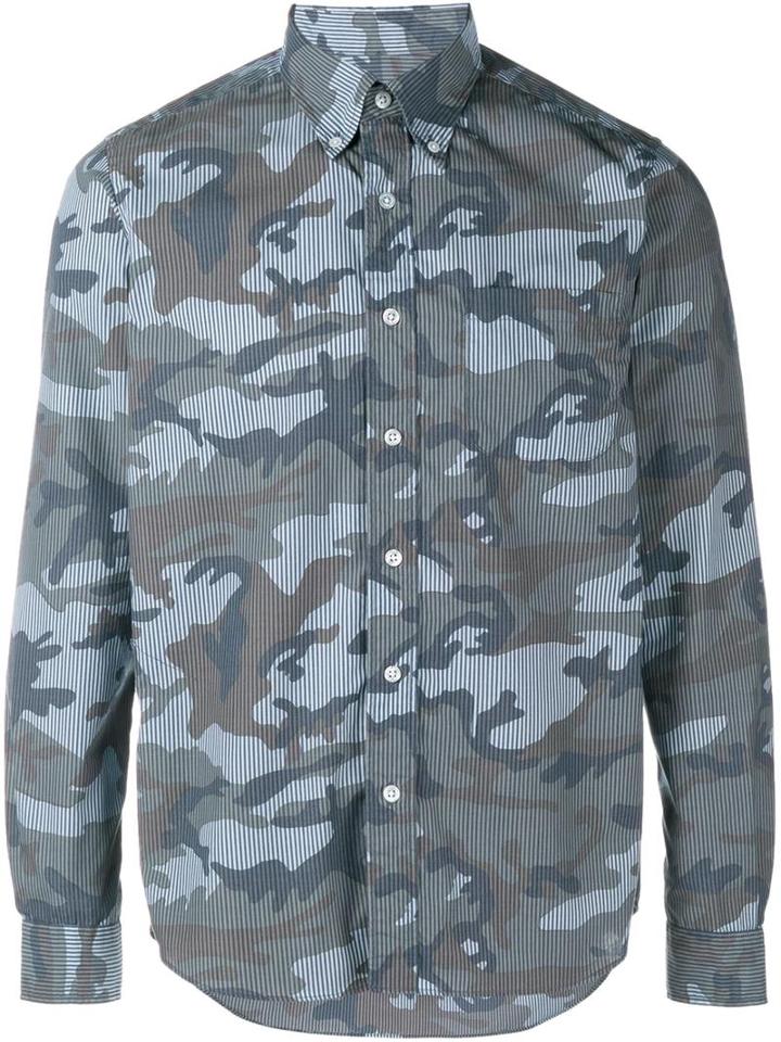 Sophnet. Stripe Camouflage Long Sleeve Shirt, Men's, Size: Medium, Black, Cotton