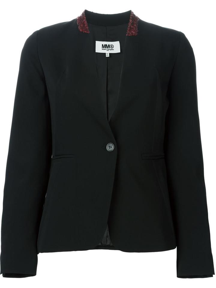 Mm6 Maison Margiela Sequin Collar Blazer, Women's, Size: 38, Black, Polyester/polyamide/spandex/elastane/viscose