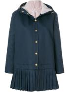 Thom Browne Pleated Boxy Hooded Coat - Blue