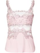 Ermanno Scervino Sheer Lace Panel Cami - Pink