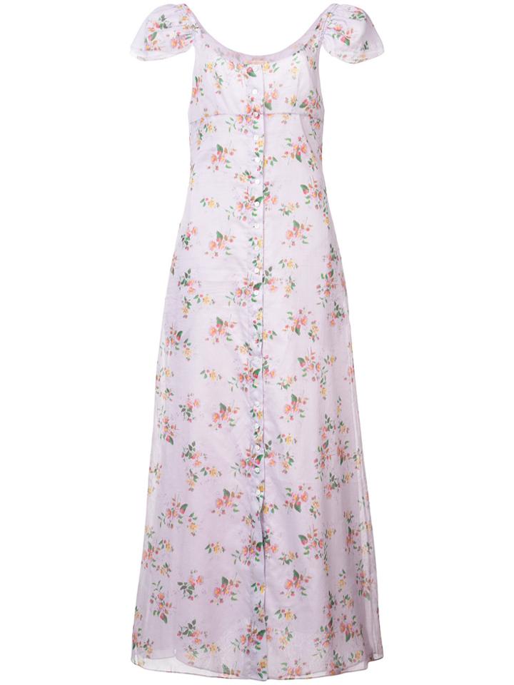 Brock Collection Floral Print Button Down Maxi Dress - Pink & Purple