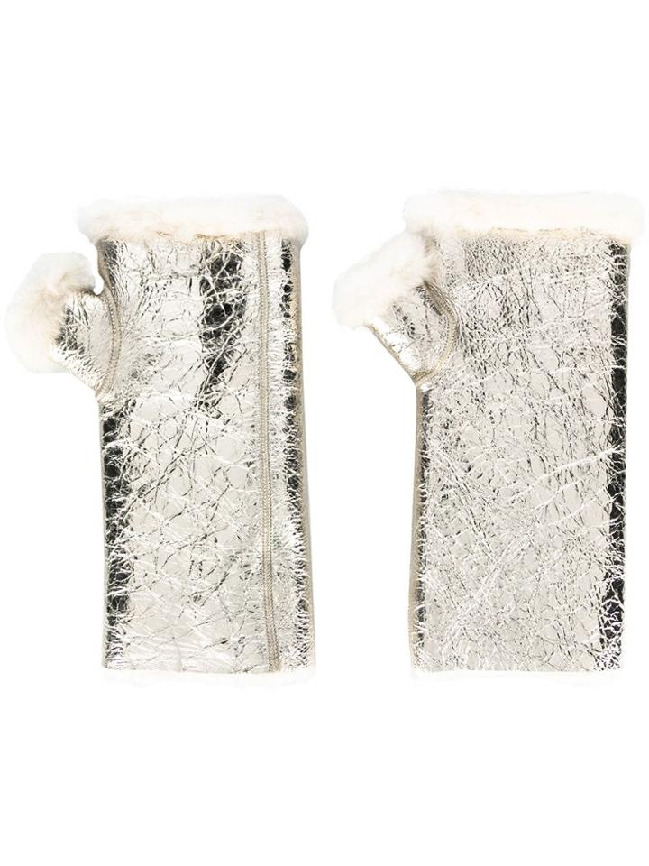 Yves Salomon Metallic Lamb Skin Gloves - Gold