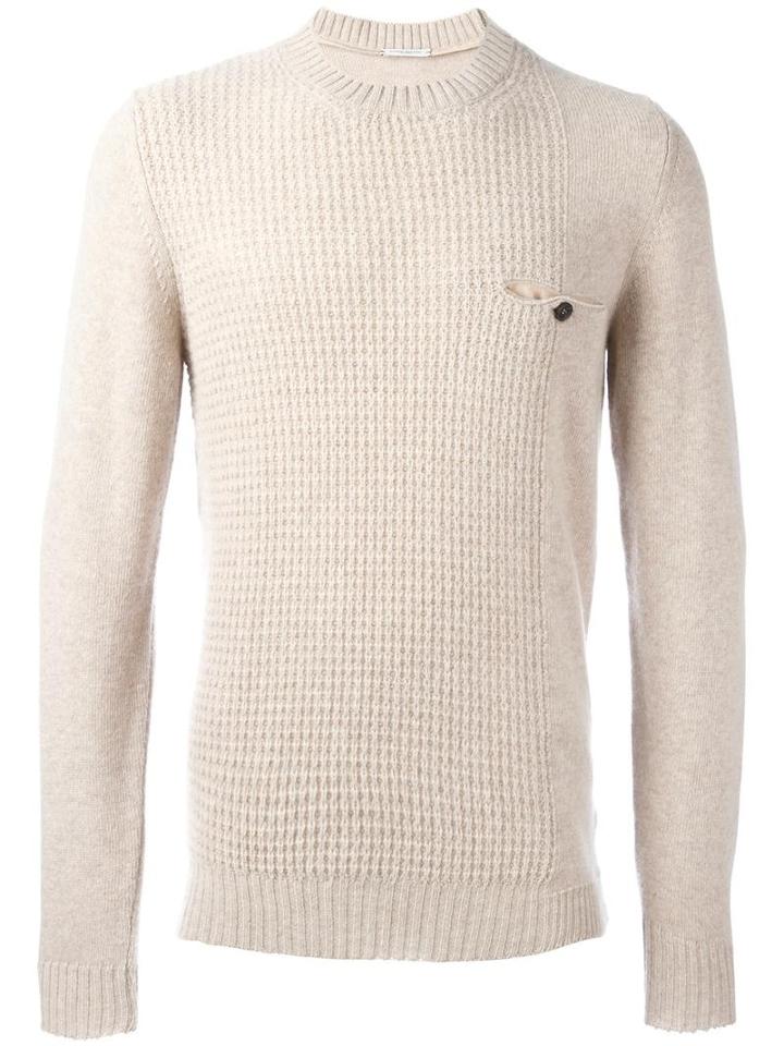 Paolo Pecora Round Neck Jumper, Men's, Size: Large, Nude/neutrals, Virgin Wool/polyamide