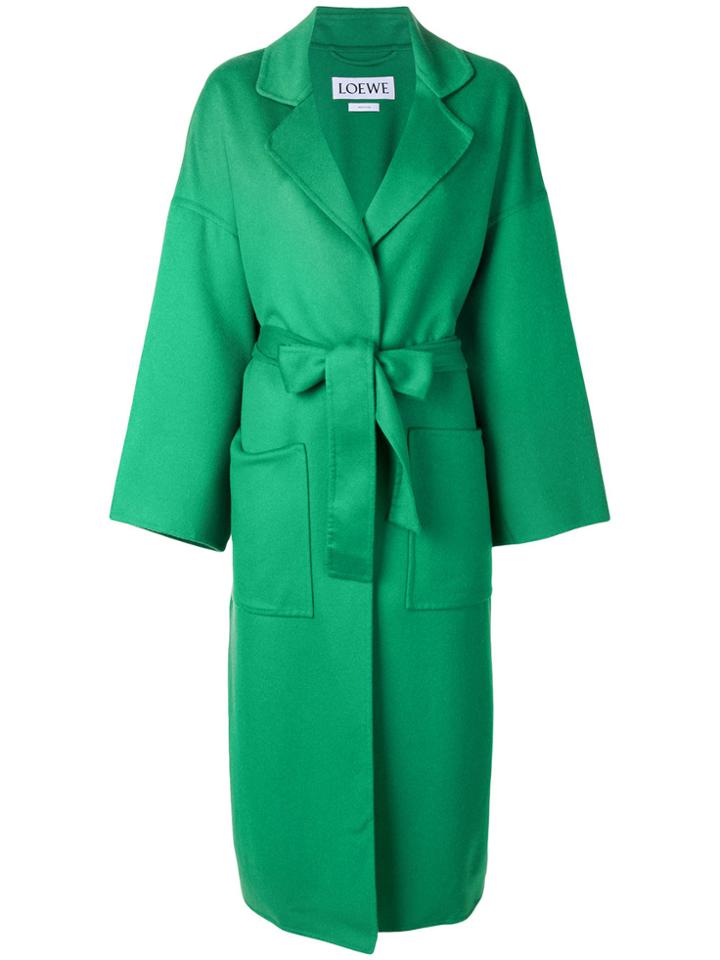 Loewe Belted Waist Notch Collar Coat - Green