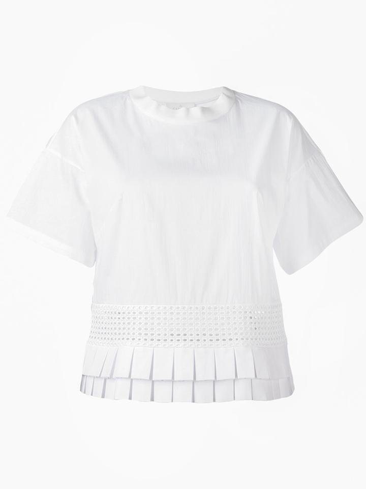 Capucci Pleated Hem T-shirt, Women's, Size: Medium, White, Cotton/polyamide/spandex/elastane