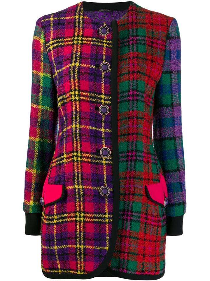 Versace Pre-owned 90's Mixed Tartan Jacket - Red