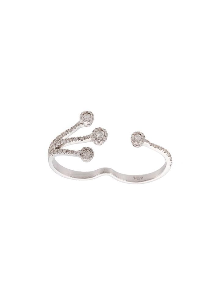 Yeprem 18kt White Gold Diamond Two Finger Ring - Silver