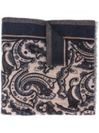 Etro Paisley Print Scarf, Men's, Blue, Silk/polyamide/wool