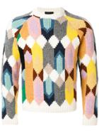 Prada Handmade Geometric Knitted Sweater - Multicolour