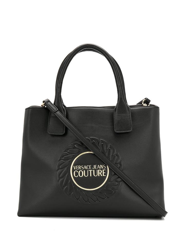 Versace Jeans Couture Embossed Logo Plaque Tote Bag - Black