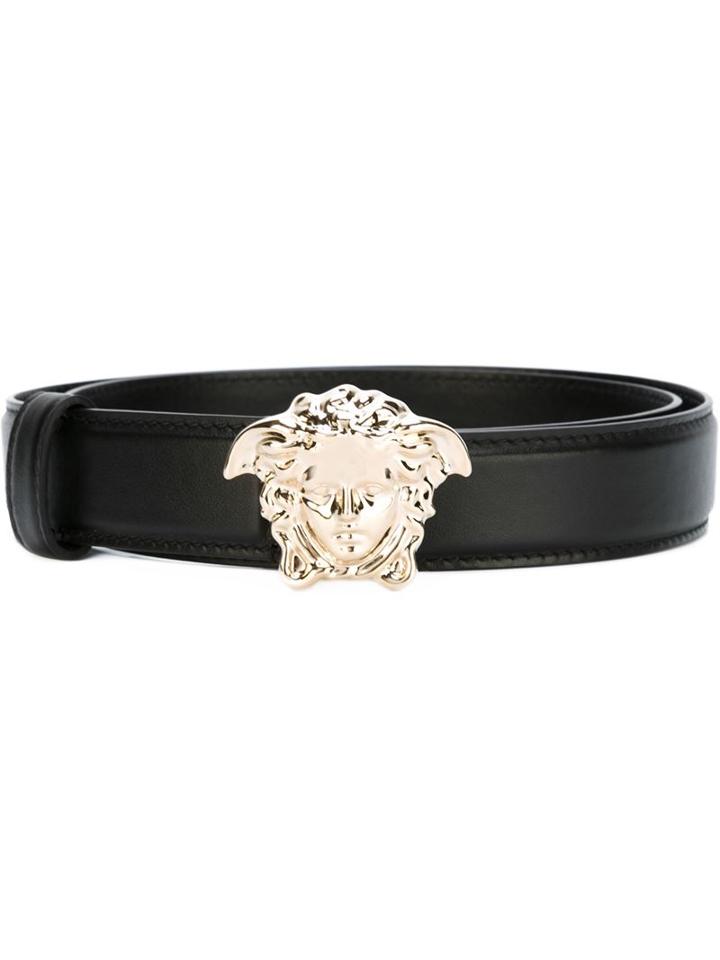 Versace Medusa Belt, Women's, Size: 70, Black, Calf Leather