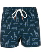Sun 68 Animal-print Swim Shorts - Blue