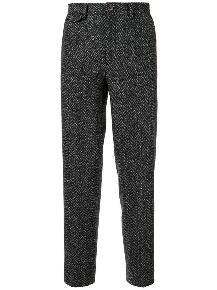 Education From Young Machines Zigzag Pattern Tailored Trousers - Black