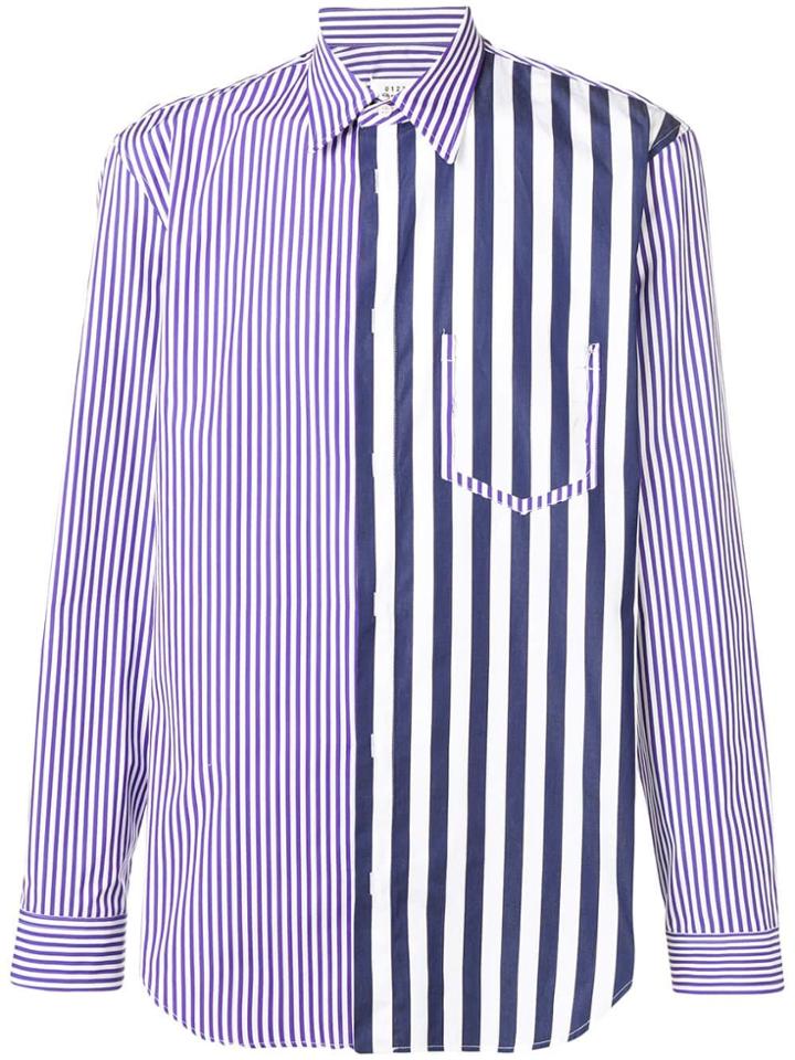 Maison Margiela Striped Button Shirt - Blue