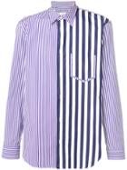 Maison Margiela Striped Button Shirt - Blue
