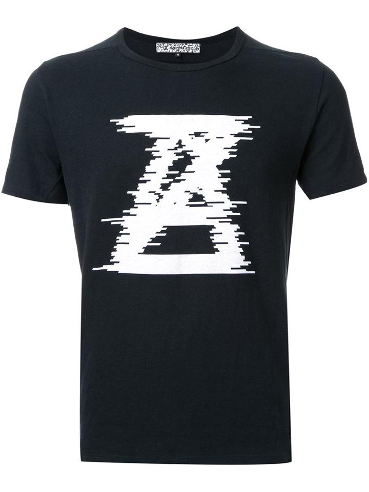 Anrealage Logo Print T-shirt, Men's, Size: 46, Black, Cotton
