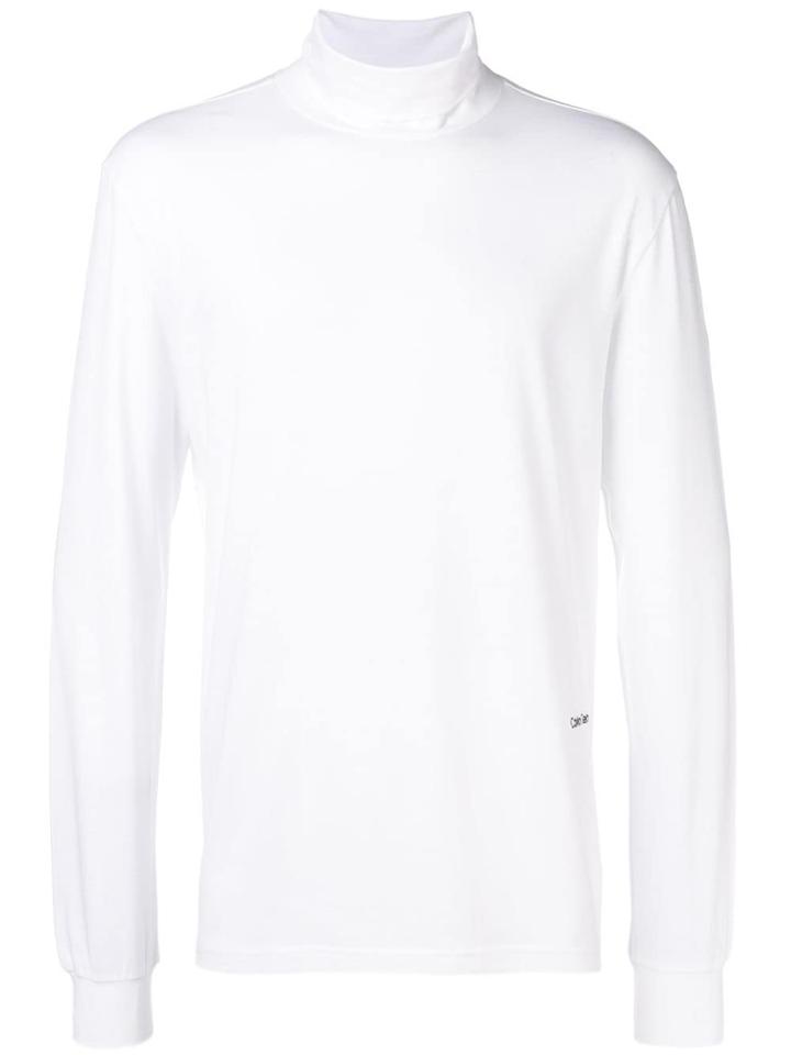 Ck Calvin Klein Stretch Jersey Turtleneck Top - White