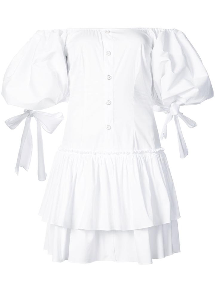 Caroline Constas Puff Sleeve Shirt Dress - White