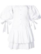 Caroline Constas Puff Sleeve Shirt Dress - White